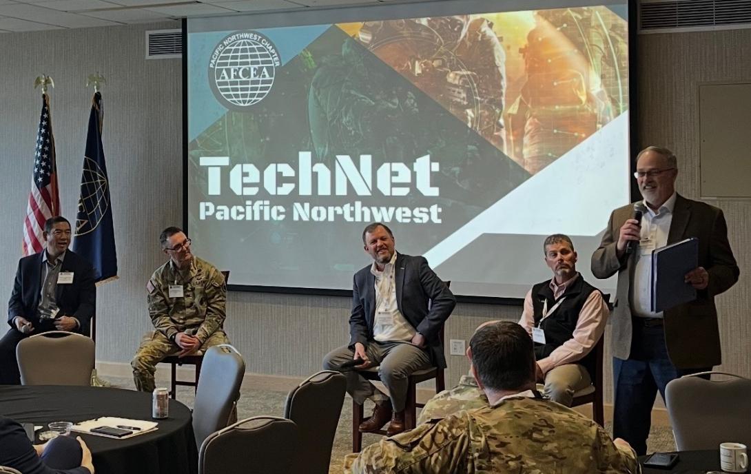 Military and industry officials share their insights during a panel discussion at TechNet Pacific Northwest 2025 on February 26, 2025.
