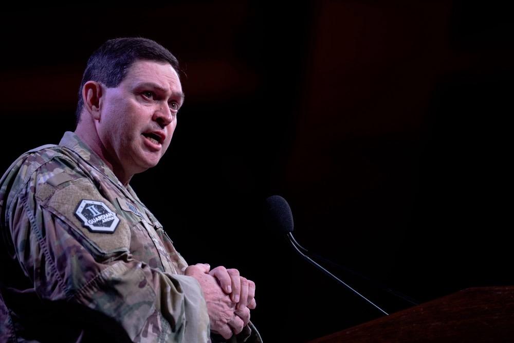 U.S. Space Force Chief of Space Operations Gen. Chance Saltzman speaks in December 2024 at a Space Force Association Spacepower Conference in Orlando. Under the new administration, the service is bracing for personnel cuts and a possible Congressional continuing resolution. Credit: U.S. Space Force photo by Senior Airman Zachary Foster