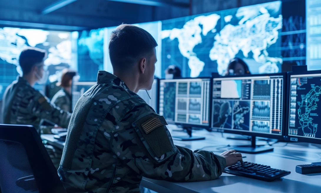 The Air Force Research Laboratory’s Secure View tool allows officials to access multiple classified networks with one screen, and it even enables officials in remote locations to access information without needing a computer monitor. Credit: Goami – stock.adobe.com. Generated with AI.