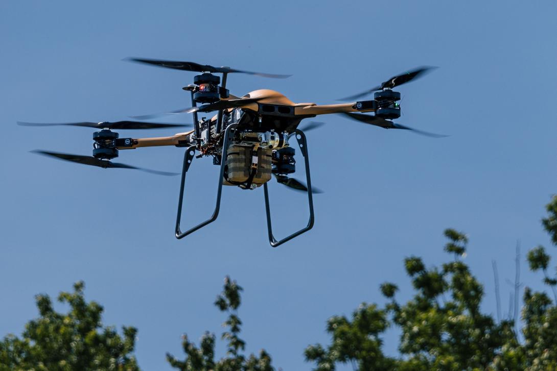 Near Earth's Firefly miniaturized autonomy system connects to the TRV-150 to provide environmental perception and intelligent flight. Credit: Near Earth Autonomy