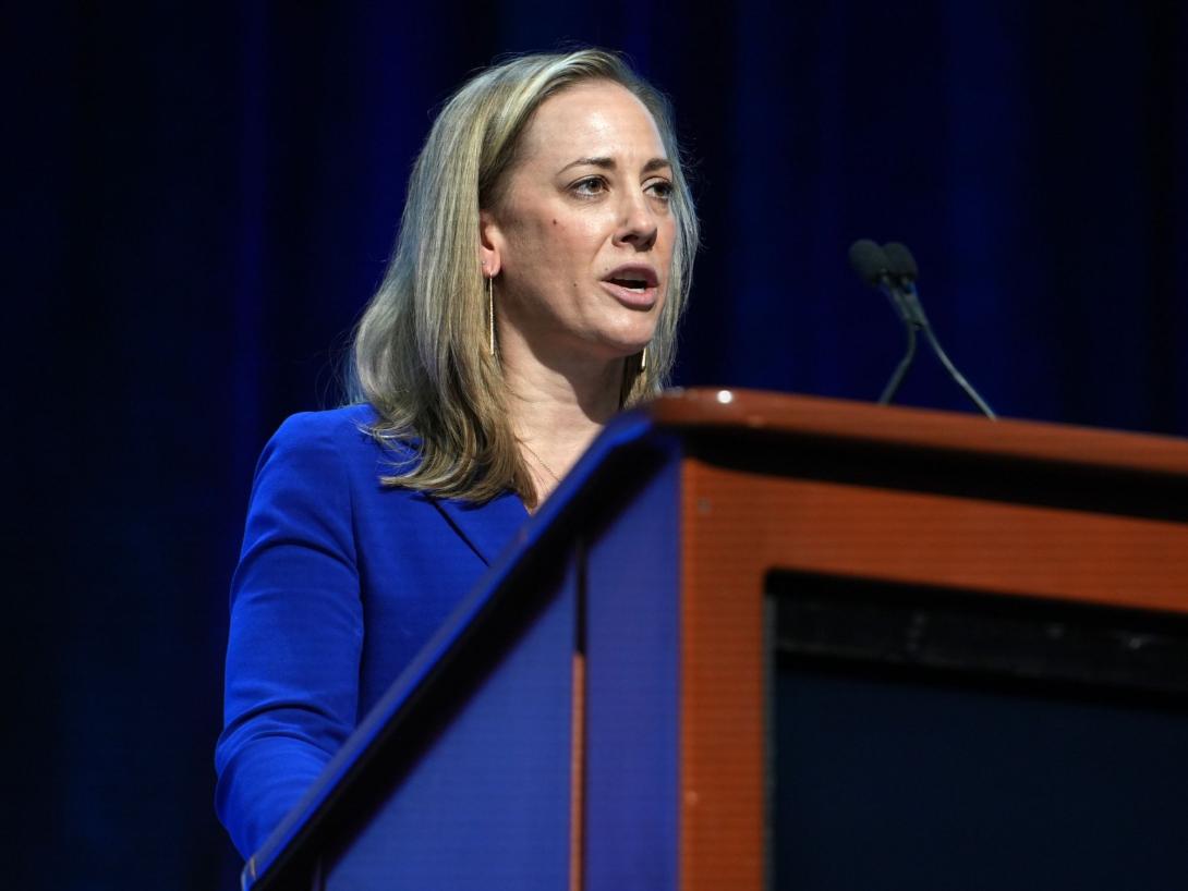 Ashley Manning, principal deputy assistant secretary of defense for cyber policy, speaks at TechNet Cyber 2025. Credit: Laurie DeWitt, Pure Light Images