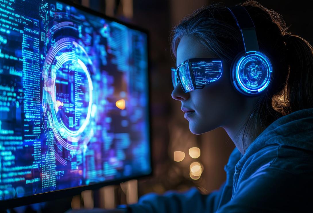 The Air Force Research Laboratory’s (AFRL’s) Trusted Information Transfer and Access Nexus, or TITAN, suite of tools enables secure communications in ways not seen before, including through the use of augmented reality glasses, as depicted by this graphic. Credit: Bundi-stock.adobe.com generated with AI