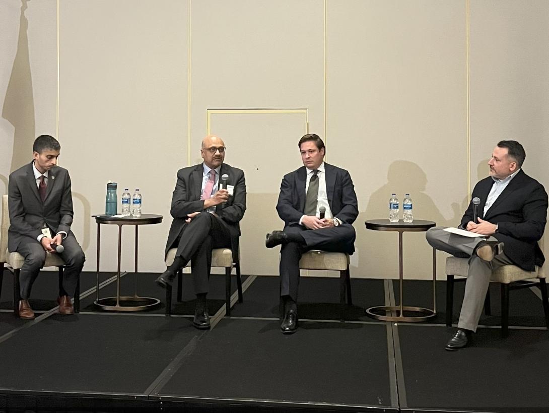 From left to right: Erwin Gianchandani, Ph.D., Sujai Shivakumar, Ph.D., John Beieler, Ph.D., Charles Clancy, Ph.D.