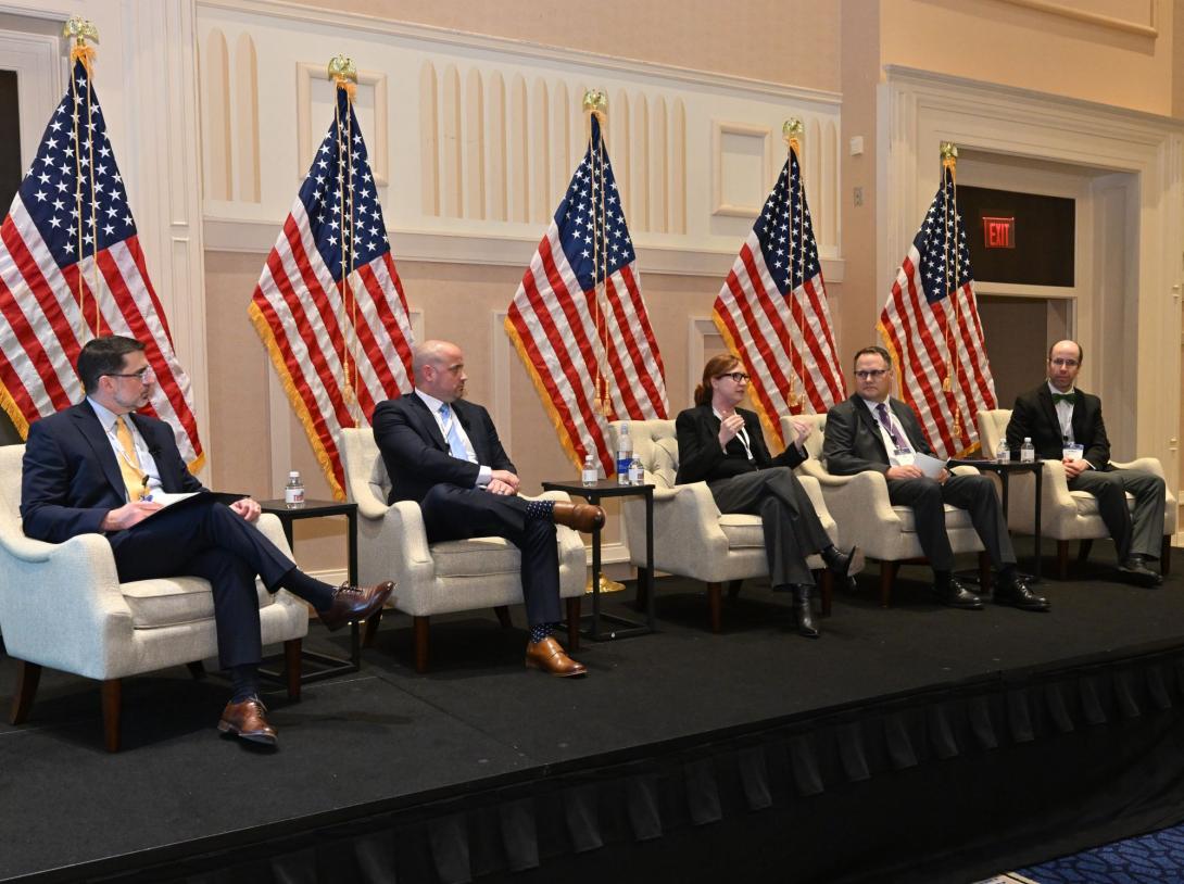Panelists speak at the 2025 Intelligence & National Security Conference, National Harbor, Maryland. Credit: Herman Farrer Photography