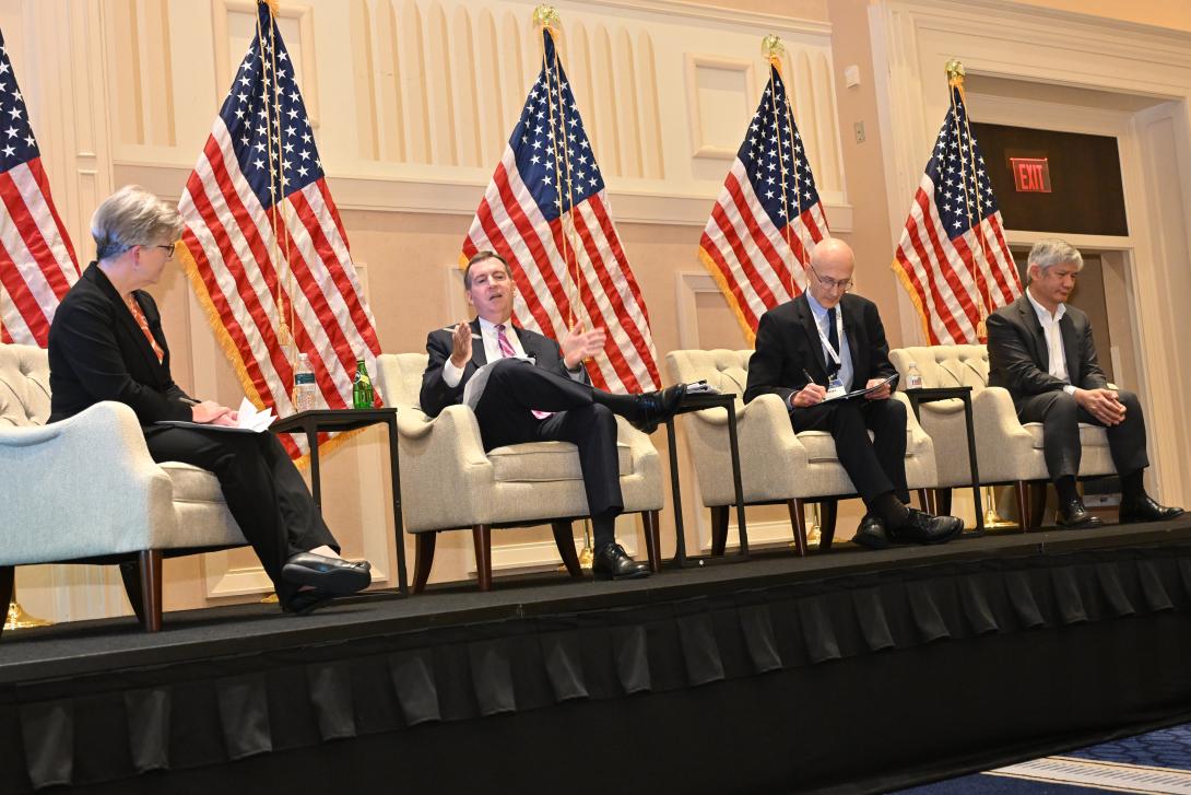 Scott Bumgarner, intelligence community senior procurement executive at the Office of the Director of National Intelligence, speaks at the 2025 Intelligence & National Security Summit held in National Harbor, Maryland. Credit: Herman Farrer Photography