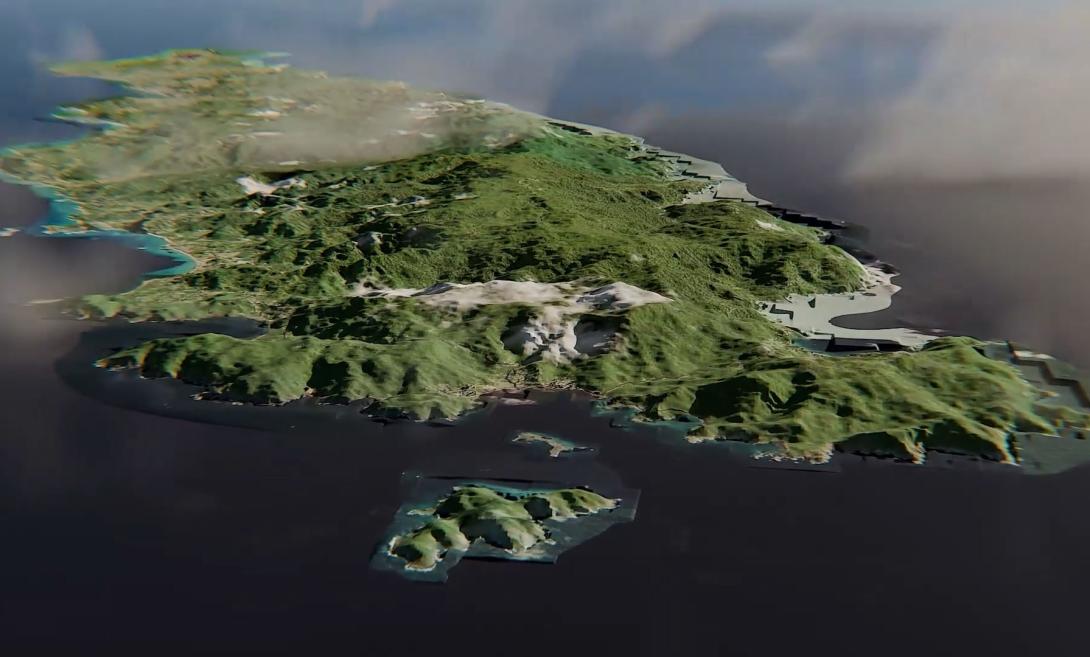 A digital twin generated with space-based data allows for disaster preparedness on the island of Tonga. Image by SpaceData Inc. 