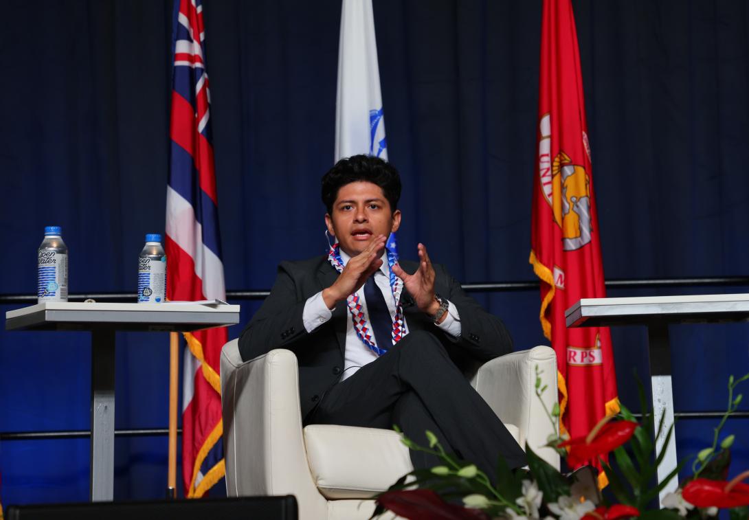Alan Delgado, division chief of the Joint Coalition Networks Division (G64) at U.S. Army Pacific, speaks at TechNet Indo-Pacific 2025 in Honolulu. Credit: Artistic Mindz Photography