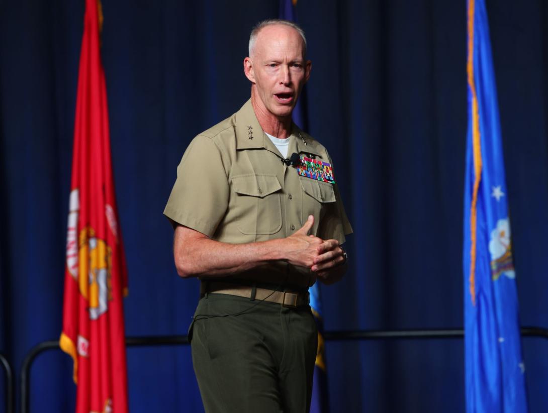 Lt. Gen. James Glynn, commander, U.S. Marine Corps Forces, Pacific (MARFORPAC), speaks at TechNet Indo-Pacific 2025 in Honolulu. Credit: Artistic Mindz Photography