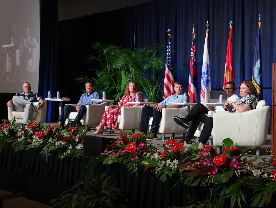 Panelists at TechNet Indo-Pacific 2025 discuss the relationship between industry and the military/government. Credit: Artistic Mindz Photography