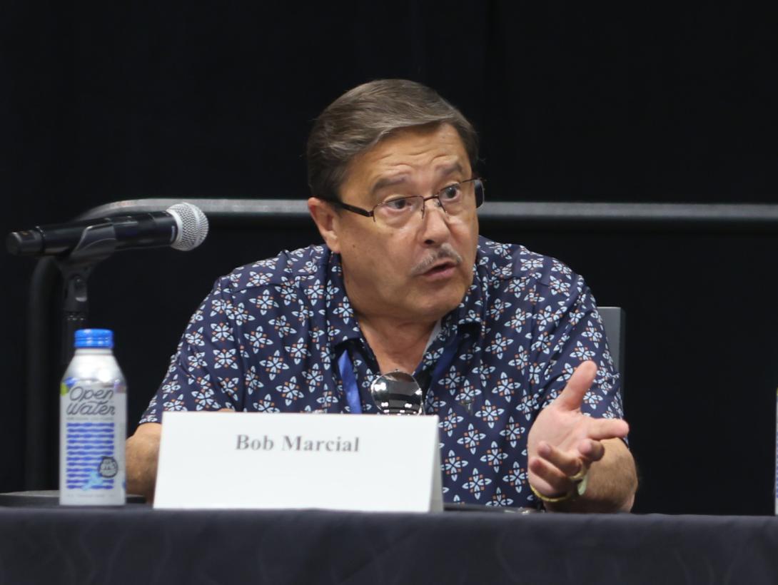 Bob Marcial, chief spectrum manager at U.S. Pacific Command, speaks at TechNet Indo-Pacific 2025 in Honolulu. Credit: Artistic Mindz Photography