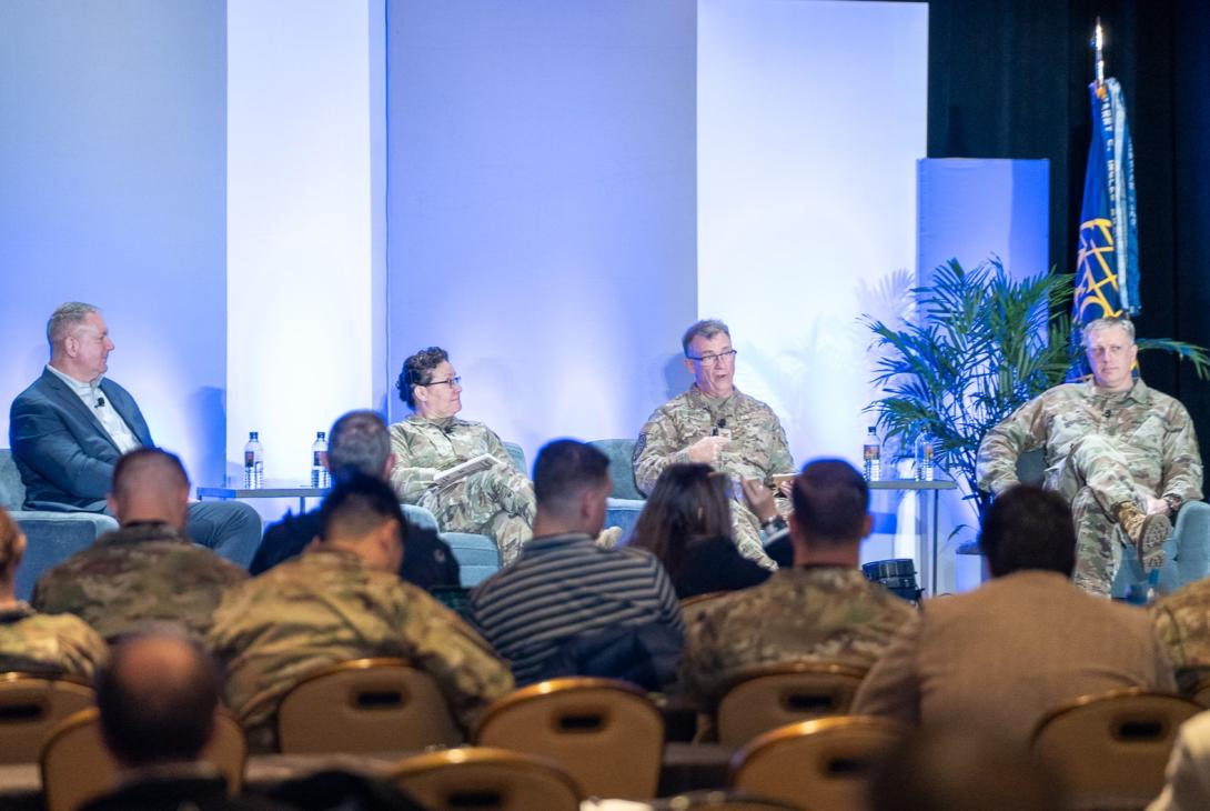 J6s from EUCOM, NORTHCOM and TRANSCOM explain the need for secure and reliable C5 technologies on February 4, 2026, at the Rocky Mountain Cyberspace Symposium. Credit: Zach Watkins, LVTD Digital