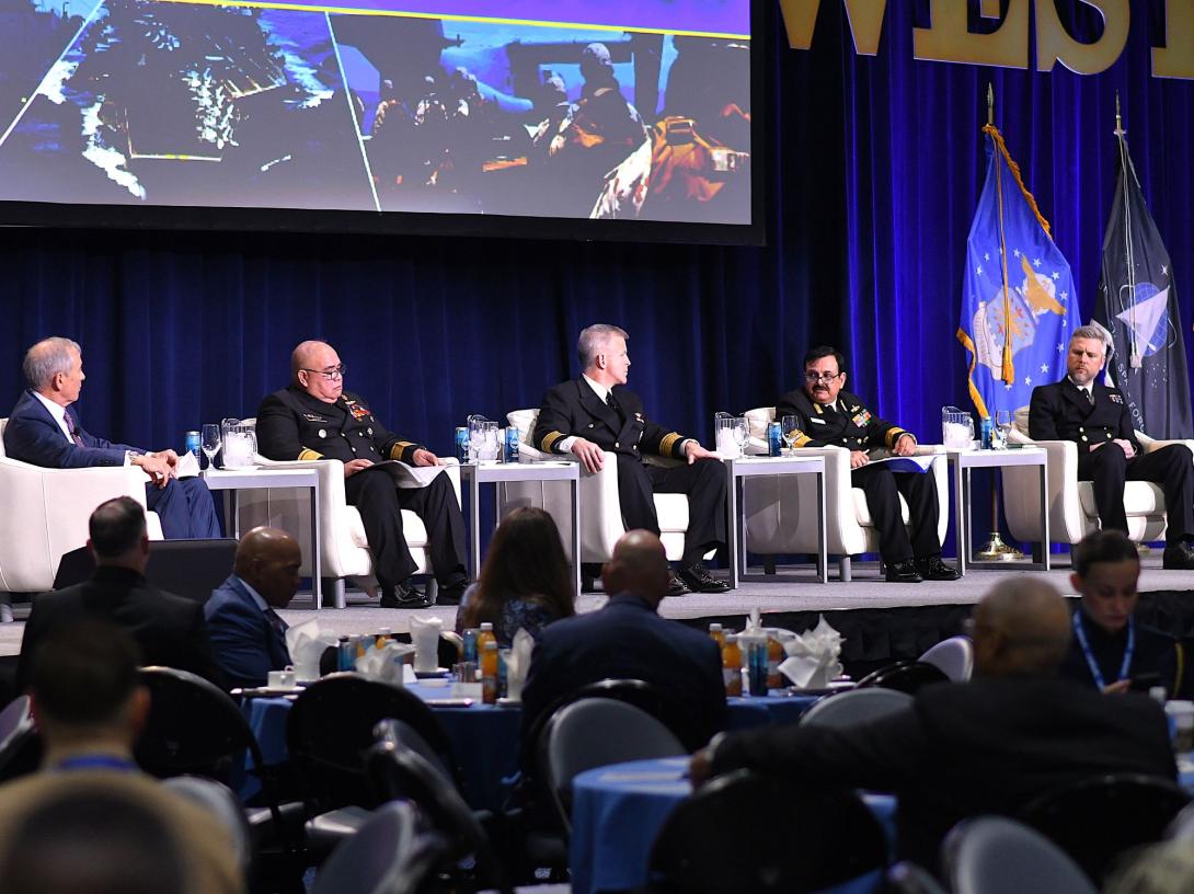 Naval leaders from the United States and Indo-Pacific region dive into the effects of China's threat at the WEST conference on February 11, 2026, in San Diego. Credit: Karras Photography