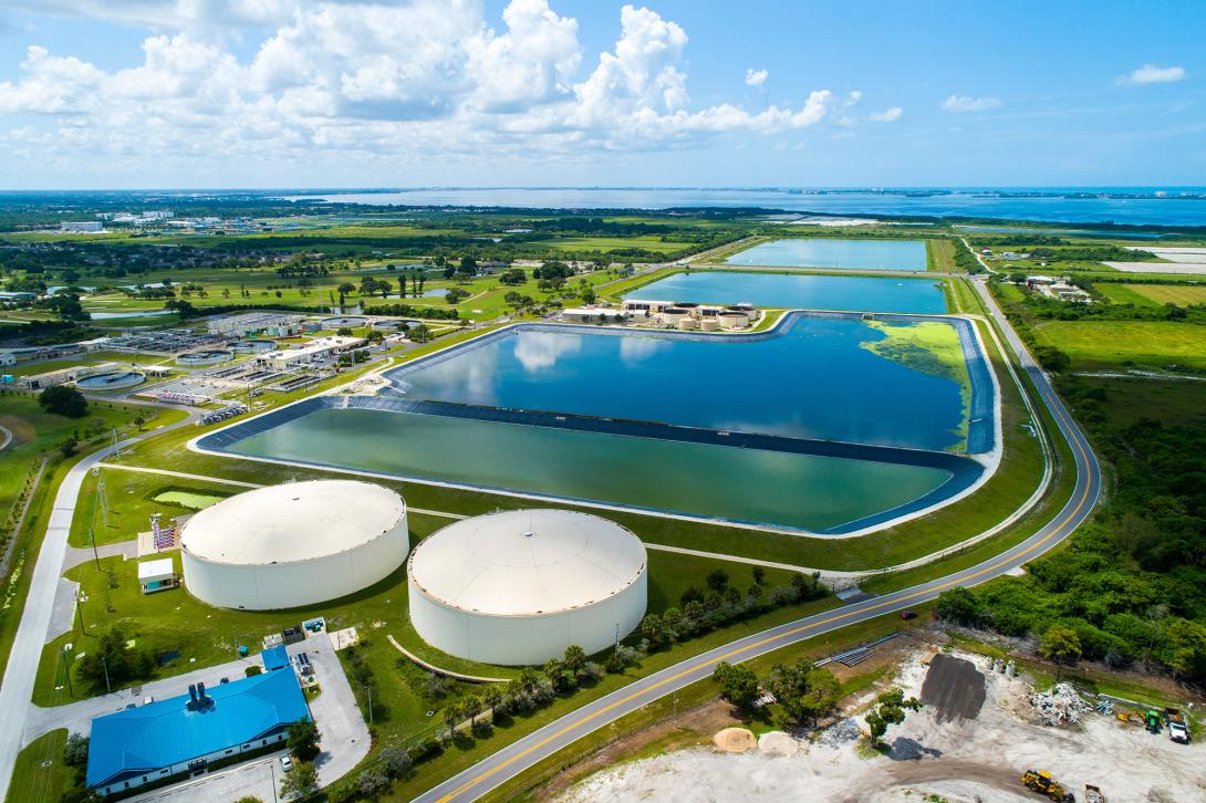 A lagoon wastewater treatment plant in Bradenton, Florida, treats, filters and recycles wastewater for future use. States, such as Florida, rely heavily on the federal government’s State and Local Cybersecurity Grant Program to add key protections to critical infrastructure, including water treatment plants. Credit: Dennis MacDonald/stock.adobe.com