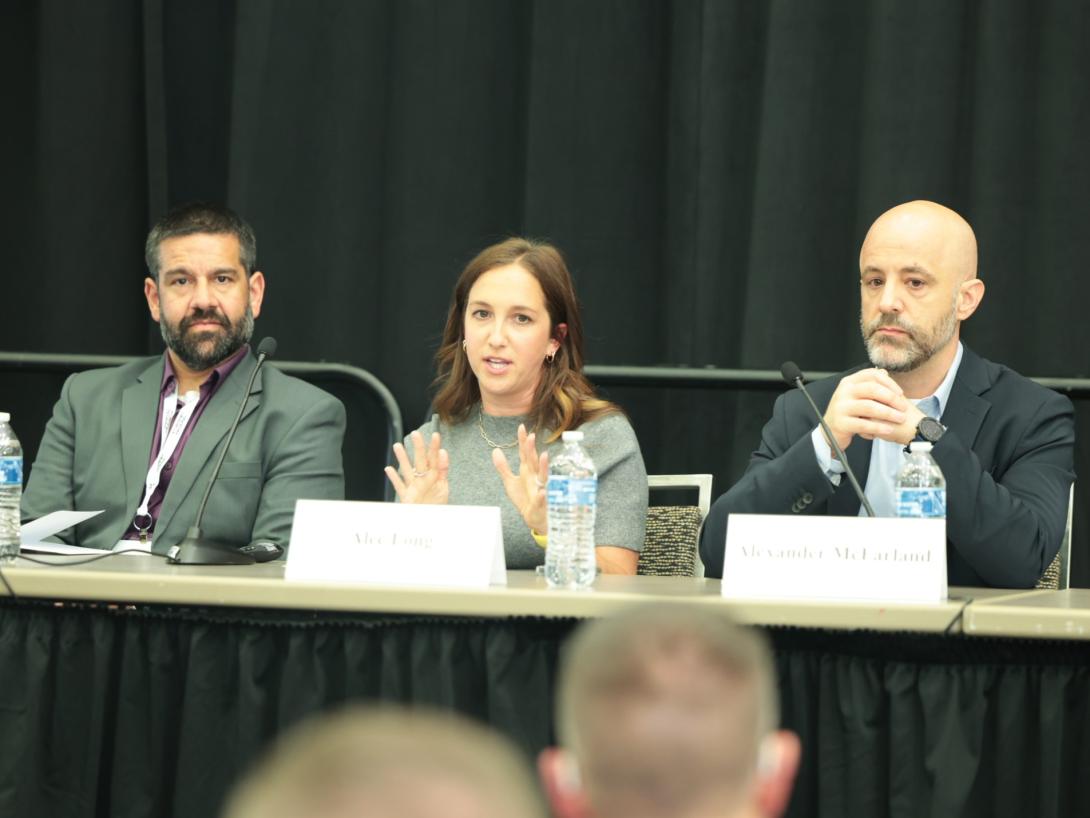 Cloud officials from the Defense Information Systems Agency brief on the next steps for the military’s cloud environment, at AFCEA’s TechNet Cyber Conference on June 3. 