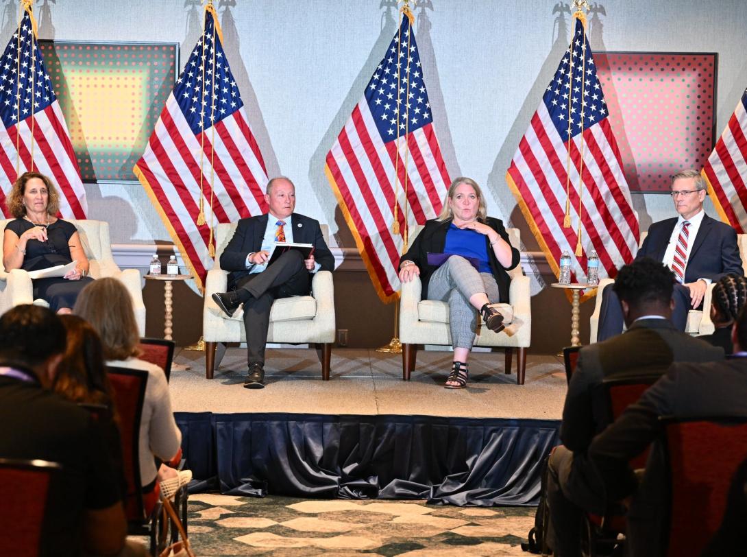 A panel discusses at the 2026 Intelligence & National Security Summit in Bethesda, Maryland, on August 26. Credit: Herman Farrer Photography 