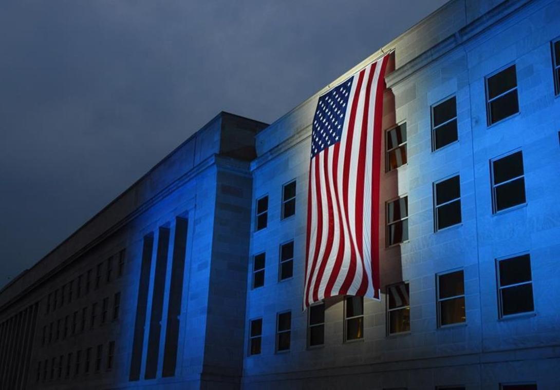 The Pentagon is illuminated with a large American flag during a Sept. 11 remembrance ceremony. In response to the 2001 terrorist attacks, the Army activated the 20th CBRNE Command to unify its chemical, biological, radiological, nuclear and explosives forces. Credit: Courtesy photo/20th CBRNE Command
