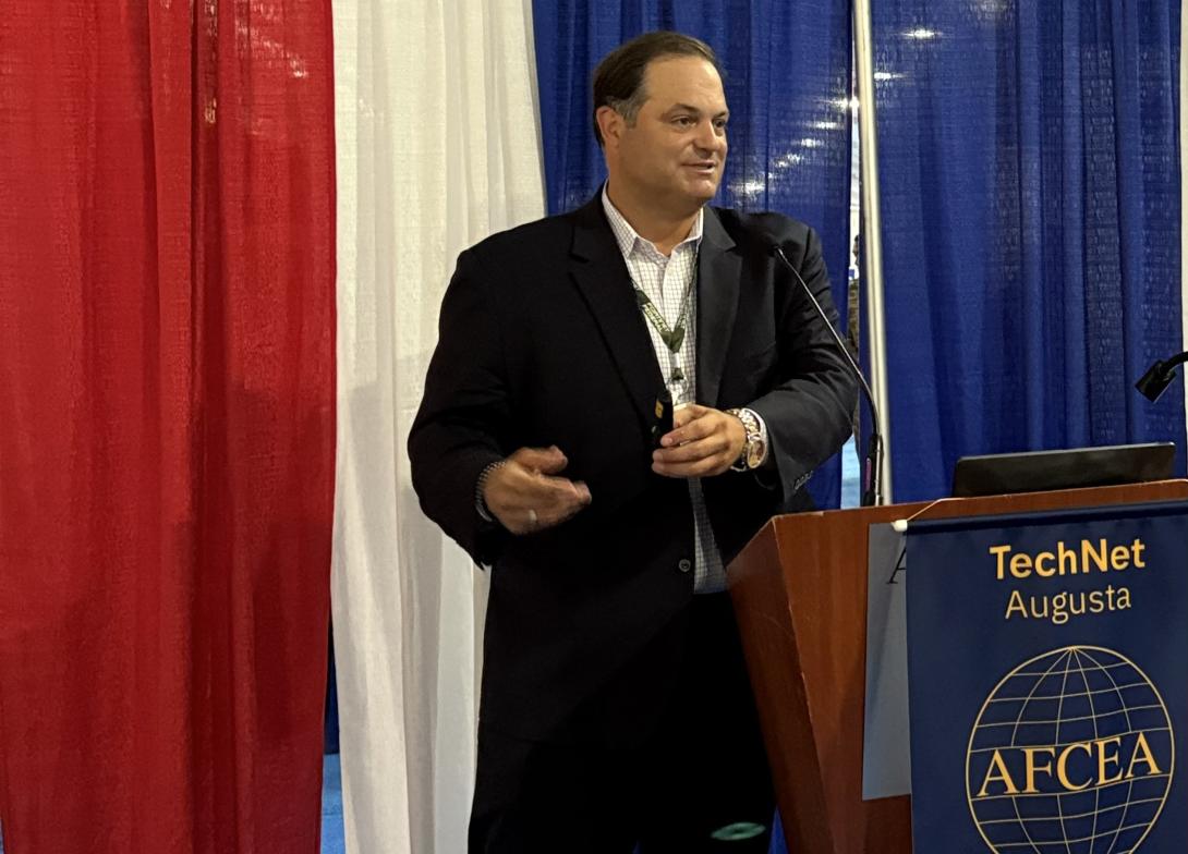 Matthew Isnor, division chief, Cyber Workforce Development, Office of the DOW Chief Information Officer, discusses a capable and ready cyber workforce at TechNet Augusta in Augusta, Georgia, August 18, 2026.