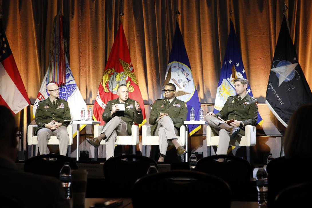 Panelists discuss the Army’s overhaul of the system development and acquisition process at TechNet Augusta, August 19, 2026. Credit: Hillary Kay Studios