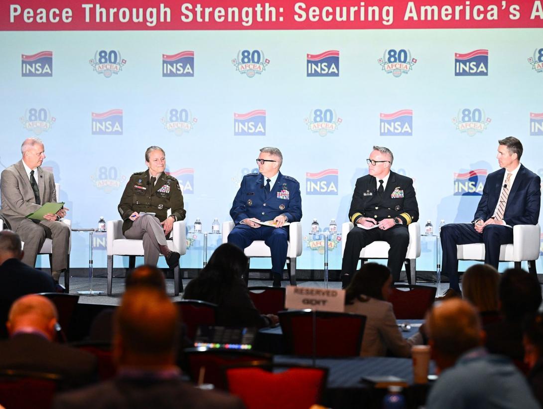 Intelligence leaders from the military services speak about their intelligence priorities at the 2026 Intelligence Summit. Credit: Herman Farrer Photography