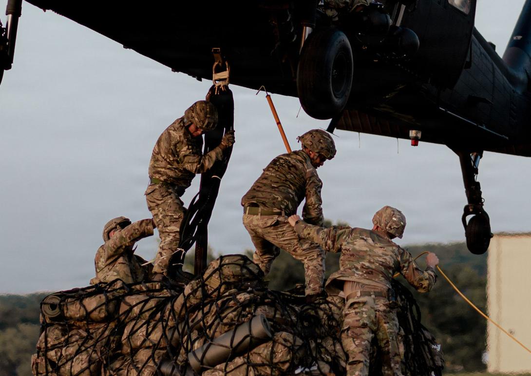 Illinois Army National Guard Black Hawk Crew conducts sling load resupply at Camp Grayling Joint Maneuver Training Center in Grayling, Michigan, in August. Credit: Spc. Davanh Sanamixay