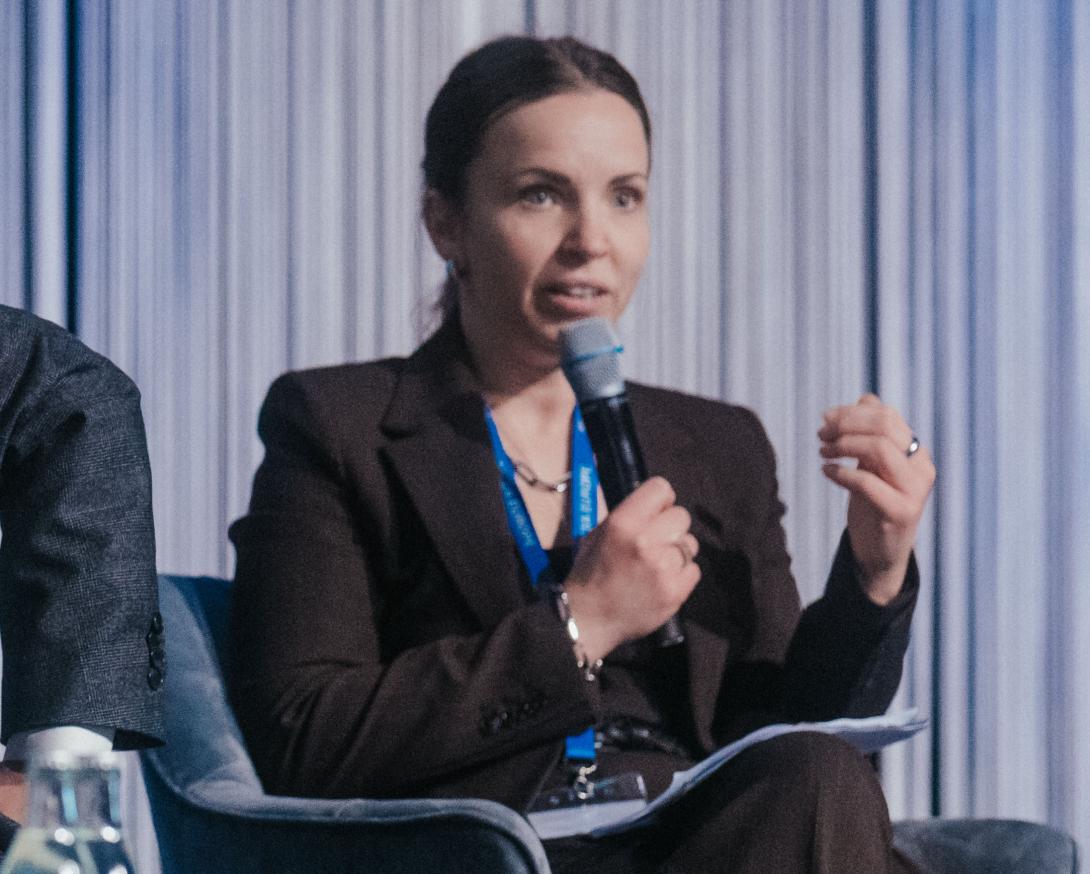 Anna Laurell, head of Strategy, Security of Supply and Preparedness at the Swedish Defense Materiel Administration, speaks on the shift in Sweden's defense strategy at TechNet Europe 2026. Credit: Robin Wulff