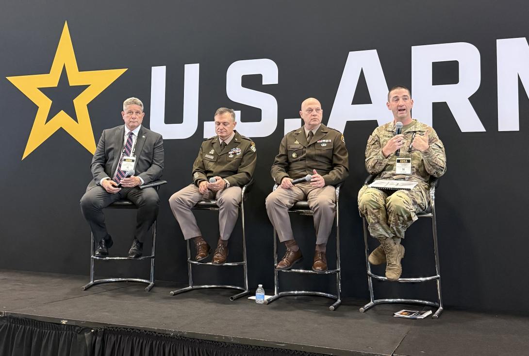Col. Craig Cotner, director of the fires transformation integration directorate of the U.S. Army Fires Center of Excellence, speaks at the 2026 Association of the U.S. Army’s Annual Meeting and Exposition on October 13, 2026.
