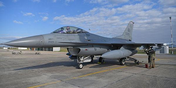 U.S. Air Force Airmen from the 31st Fighter Wing perform a preflight inspection of an F-16 Fighting Falcon before takeoff during exercise Agile Buzzard at Decimomannu Air Base, Italy, in January. The Air Force is expanding its concept of Agile Combat Employment to apply to Europe. Credit: U.S. Air Force photo by Staff Sgt. Heidi Goodsell