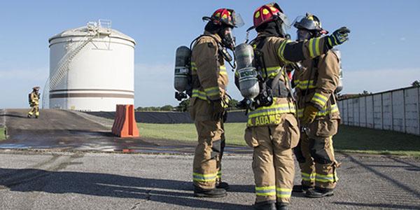 Firefighters from 502nd Civil Engineering Squadron at Joint Base San Antonio-Randolph conduct an exercise in June 2019 to improve the base's resiliency. The San Antonio region is also preparing for any possible electromagnetic pulse events, which could be detrimental to power and operations. Credit: U.S. Air Force photo by Sean M. Worrell