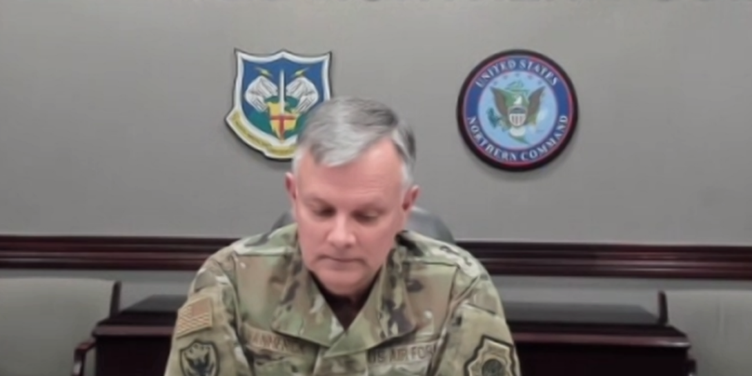 Gen. Glen Vanherck, commander, North American Aerospace Defense Command and commander, U.S. Northern Command speaks to reporters on March 31, emphasizing the need to increase the commands’ domain awareness by adding over-the-horizon radar capabilities, space assets and undersea capabilities to provide additional awareness of near-peer adversary threats.