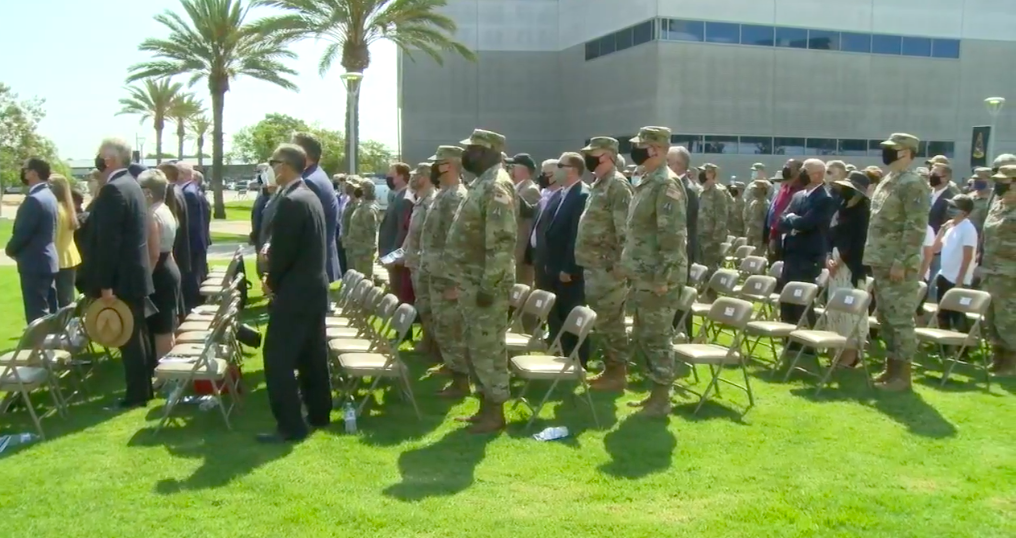 Warfighters attend the historic redesignation ceremony of the U.S. Space Force’s new Space Systems Command August 13 at Los Angeles Air Force Base.