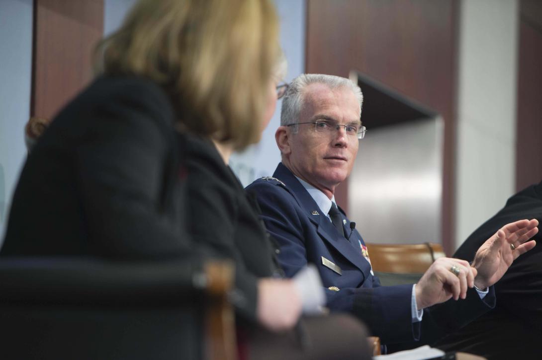 Gen. Paul Selva, USAF, vice chairman of the Joint Chiefs, speaks at an October conference held by the Center for Strategic and International Studies to explain the Defense Department’s third offset strategy. The strategy stemmed from the Defense Innovation Initiative to refocus national security policy in a changing threat environment.