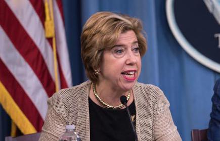 Undersecretary of Defense for Acquisition and Sustainment Ellen Lord briefed the press on May 10, explaining the significant progress DOD has made in its acquisition reforms. Credit: Sgt. Amber Smith