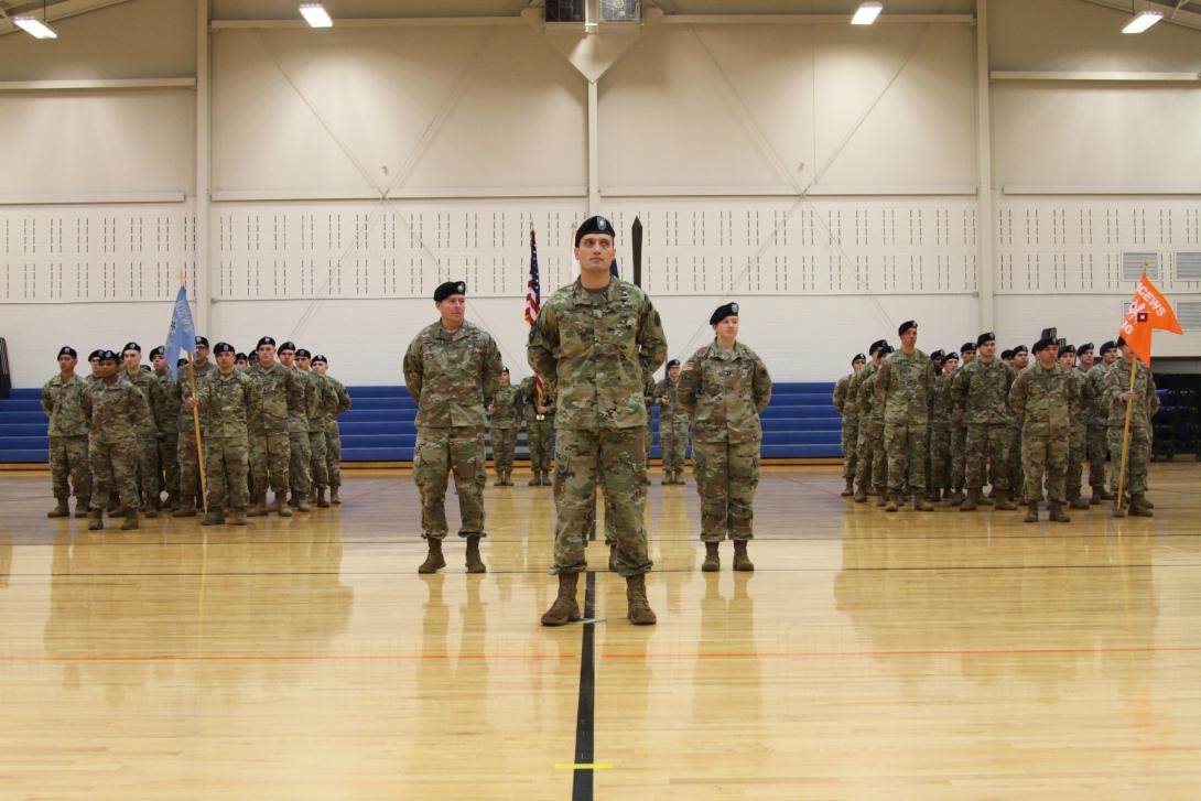 U.S. Army soldiers from the then newly activated Intelligence, Information, Cyber, Electronic Warfare and Space Detachment, known as I2CEWS, stand during a ceremony in January 2019 at Joint Base Lewis McChord, Washington. The service has since grown the I2CEWS to a Battalion and is fielding them important electronic warfare tools. Credit: U.S. Army photo