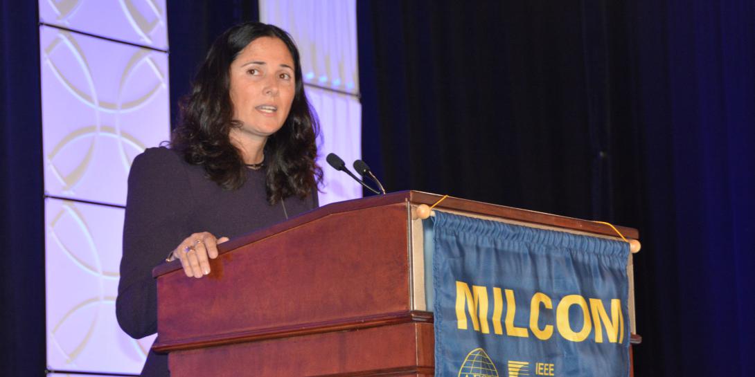 To meet the STEM employment gap, Barbara Borgonovi, vice president, Integrated Communication Systems, Raytheon Space and Airborne Systems, advises the military and the industry to alter how they identify, hire and retain talent. Credit: AFCEA/Katie Helwig