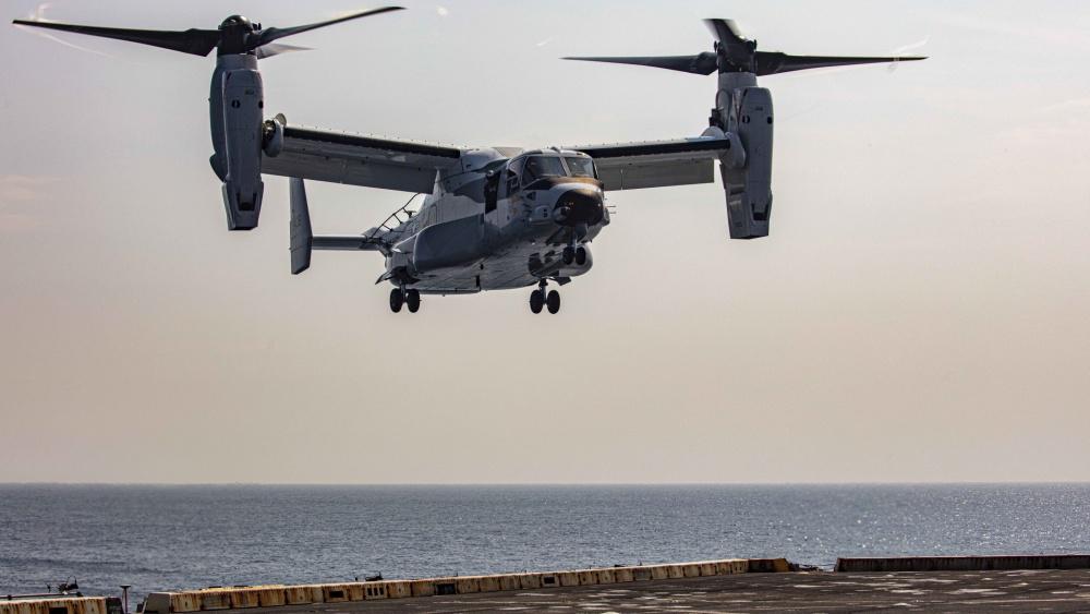 The Navy is at the early stages of exploring open architecture solutions for its other major aircraft platforms, including the CMV-22 Osprey (pictured) and the F-35 Joint Strike Fighter. In July 2020, a CMV-22B Osprey, attached to the Blackjacks of Air Test and Evaluation Squadron Two One (HX-21), lands on the flight deck aboard the amphibious transport dock ship USS New York in the Atlantic Ocean.  U.S. Navy photo by Mass Communication Specialist 2nd Class Lyle Wilkie