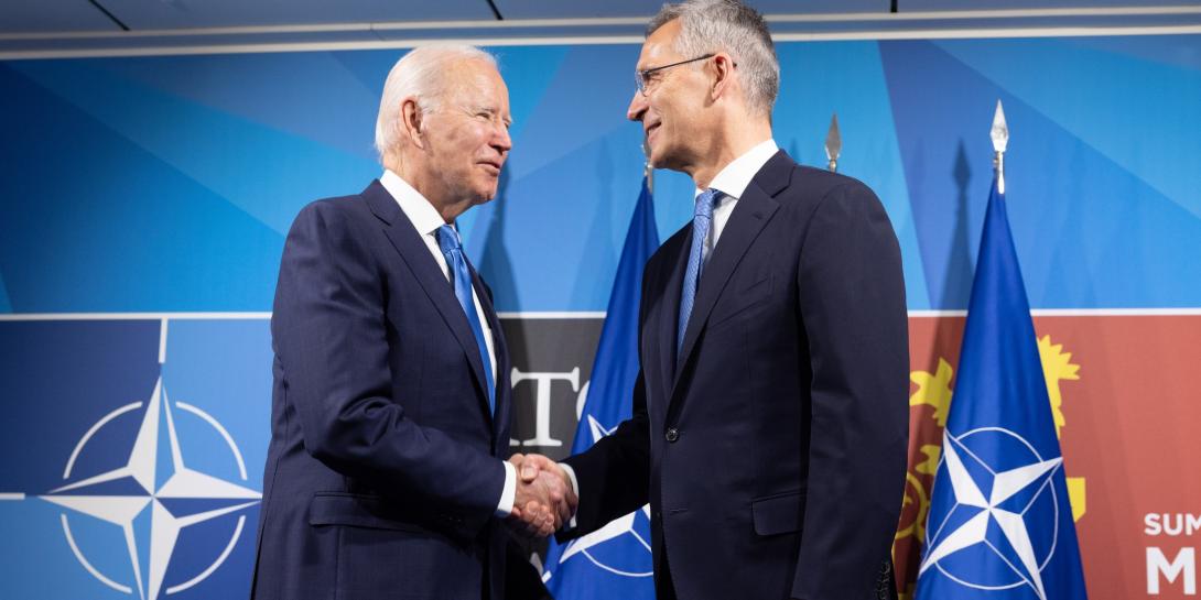 President Joe Biden meets with NATO Secretary General Jens Stoltenberg and other NATO leaders during its summit on June 29 in Madrid, Spain, to iron out the United States’ continued contributions to the security of the alliance. Credit: NATO