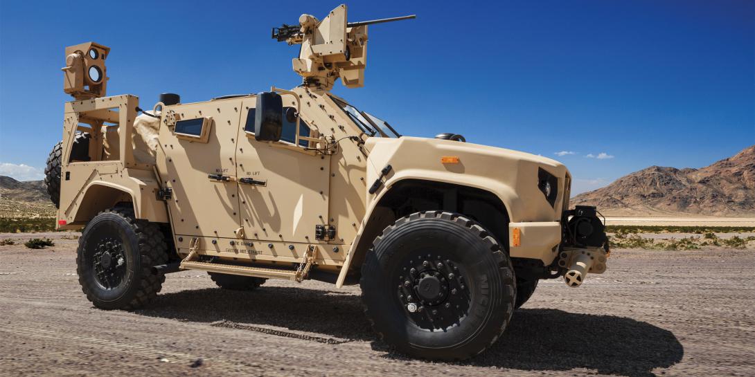 The U.S. Marine Corps has elected to continue the use of and maintain Boeing’s Compact Laser Weapons System, pictured installed on a Joint Light Tactical Vehicle. Credit: Boeing