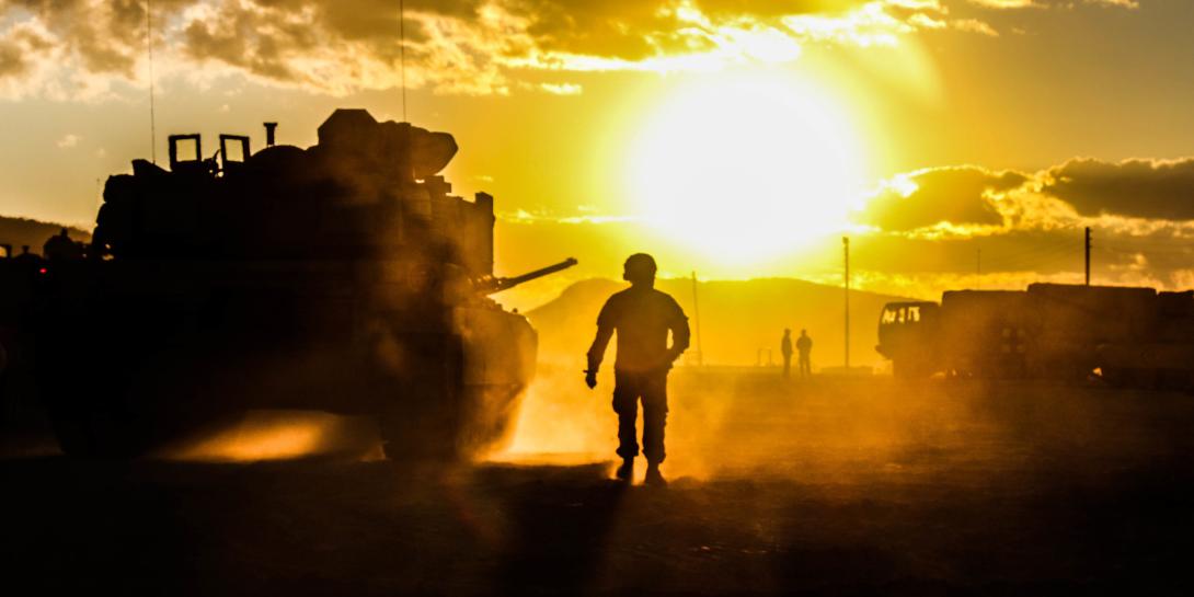 Soldiers test M1A2 Abrams tanks during a live-fire accuracy screening test at Fort Bliss, Texas, in October. U.S. Army researchers intend to integrate the FIRESTORM artificial intelligence system with the Abrams for Project Convergence 2021 to be held in October and November. Credit: Army Staff Sgt. Kris Bonet