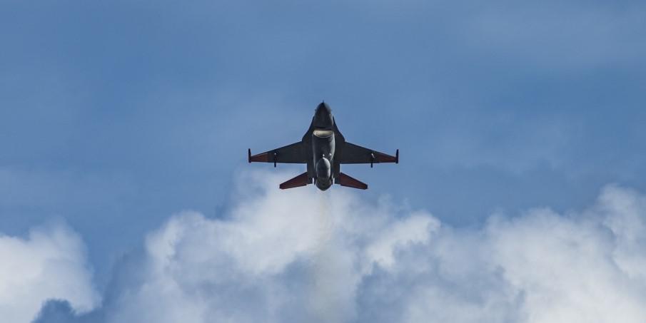 An F-16 Fighting Falcon fighter aircraft assigned to the 53rd Weapons Evaluation Group takes off June 18, 2019, from Tyndall Air Force Base, Florida. The First Air Force, based at Tyndall will now be providing command and control in support of the U.S. Space Command. U.S. Air Force photo by Airman 1st Class Bailee A. Darbasie
