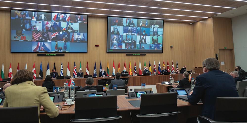 The NATO Ministers of Defence meet in February to prepare for its summit later this year. Among the topics socially distanced attendees discussed were progress on burden sharing and missions in Afghanistan and Iraq. Credit: NATO