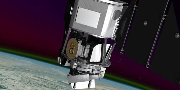 NASA’s Ionospheric Connection Explorer satellite, known as ICON, will track how Earth’s weather and space weather interact. Photo and artistic rendering of ICON courtesy of NASA.