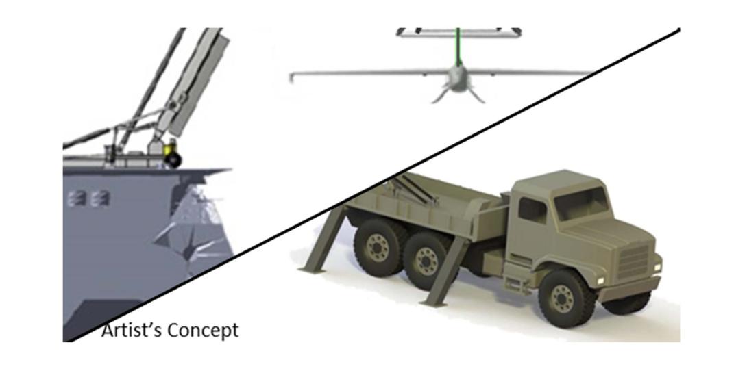 Aurora Flight Sciences recently tested a full-scale SideArm technology demonstration system that repeatedly captured a Lockheed Martin Fury UAS accelerated to representative flight speeds via an external catapult. Photo courtesy of DARPA.