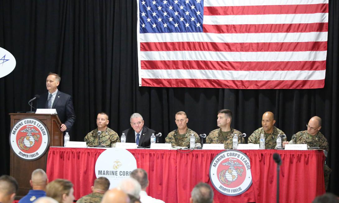 Leaders from the Marine Corps Systems Command present technology needs to the industry at the recent Modern Day Marine event in Quantico, Virginia.