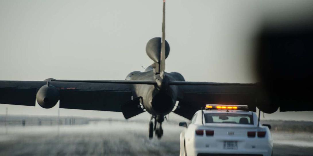 A U.S. Air Force U-2 lands at Al Dhafra Air Base in the United Arab Emirates. The Air Force is developing a new intelligence, surveillance and reconnaissance (ISR) strategy that focuses on data instead of collection platforms.