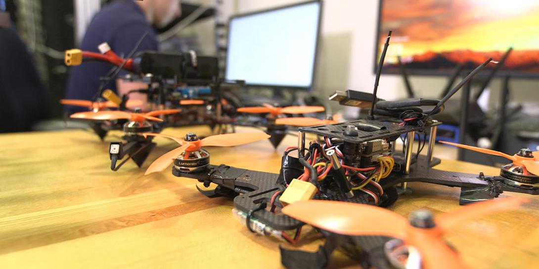 Students from the Autonomy New Mexico program at Sandia National Laboratories in Albuquerque developed drone platforms in order to test hypersonic system applications. Credit: Vince Gasparich