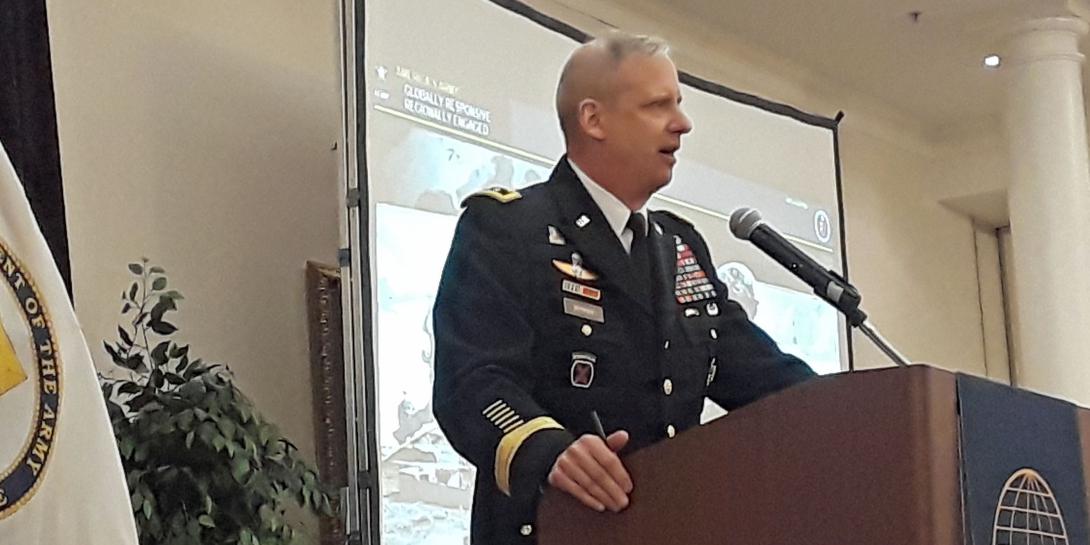 Lt. Gen. Scott Berrier, Army deputy chief of staff, G-2, speaks at the AFCEA Army Signal Conference.