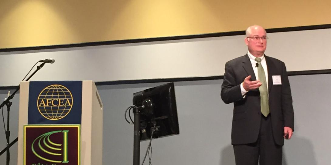Dr. Paul D. Nielsen, director and CEO, Software Engineering Institute, Carnegie Mellon University, speaks at the AFCEA/George Mason University Critical Issues in C4I Symposium.