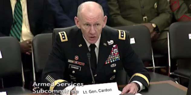 In this U.S. Army file photo, Lt. Gen. Edward Cardon, USA, commanding general of Army Cyber Command, testifies before the U.S. Senate in 2015. 