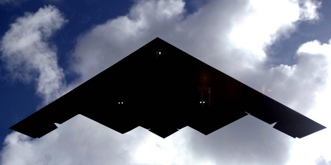 A B-2 Spirit lands at Andersen Air Force Base, Guam. The B-2 Defense Management System Modernization program includes upgrades to electronic warfare systems.