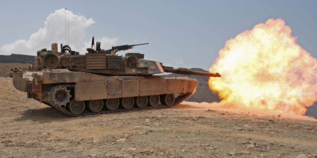 U.S. Marines conduct live-fire training in an M1A1 Abrams tank. Under a $358 million contract from the U.S. Army, General Dynamics will upgrade tanks for the country of Morocco to the situational awareness configuration.